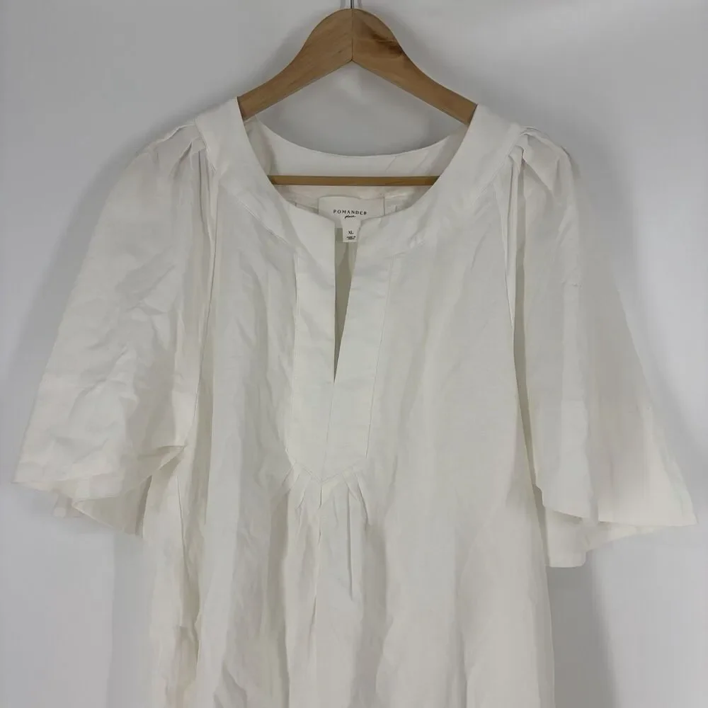 Pomander Place Tuckernuck Dress Size XL White Finley Flutter Sleeve Resort Prep - Picture 2 of 9